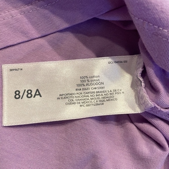 Carter’s Kid Long-Sleeve Purple T-Shirt - Size 8/8A - Picture 6 of 16